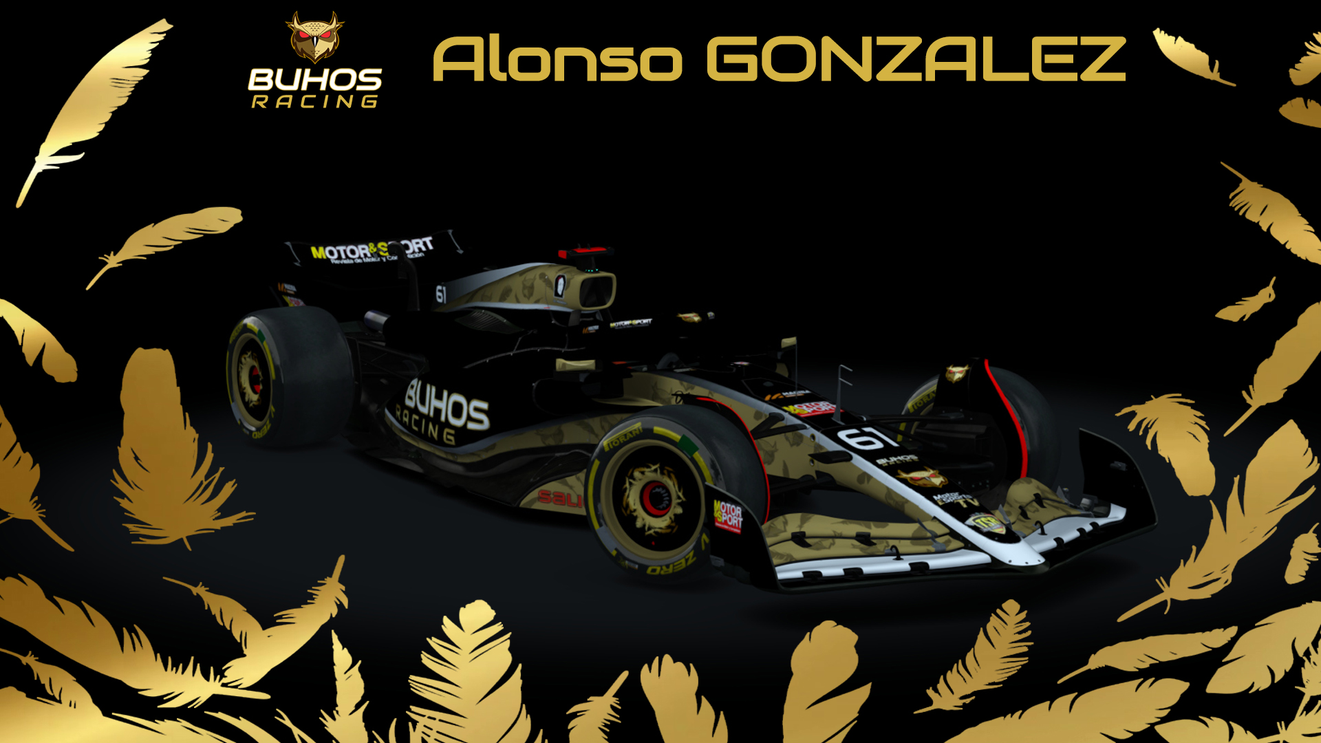 VRC Formula Alpha 2023, skin Buhos_Racing_Alonso_Gonzalez
